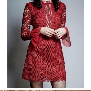 Saylor olive dress lipstick red